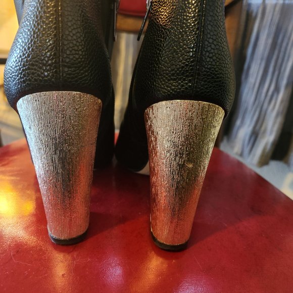 Sam Edelman Black Booties with Gold Heel - Picture 3 of 5